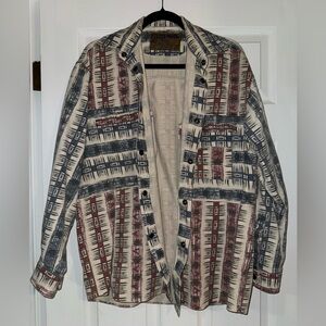 Rugged Point Authentic Vintage Patterned Jacket 100%Cotton Western Aztec XL L